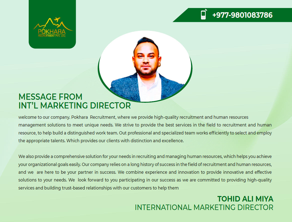 Message from the International Marketing Director